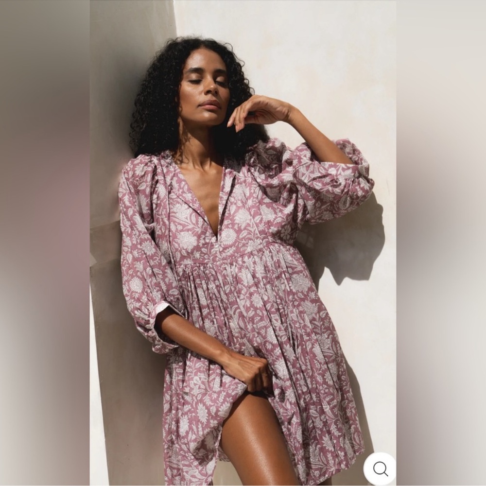 Daughters of India Pink Floral Mini Dress